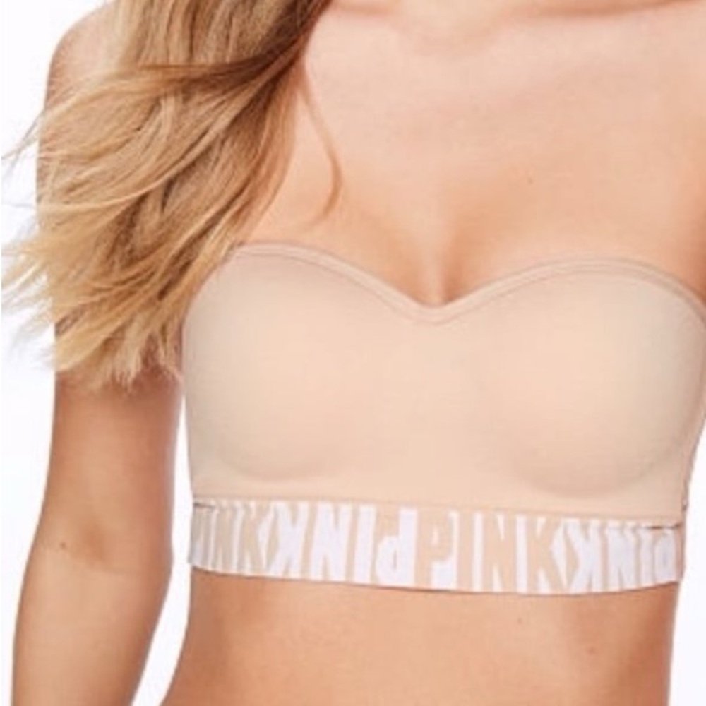 PINK Victoria's Secret Bandeau Bra - Beige